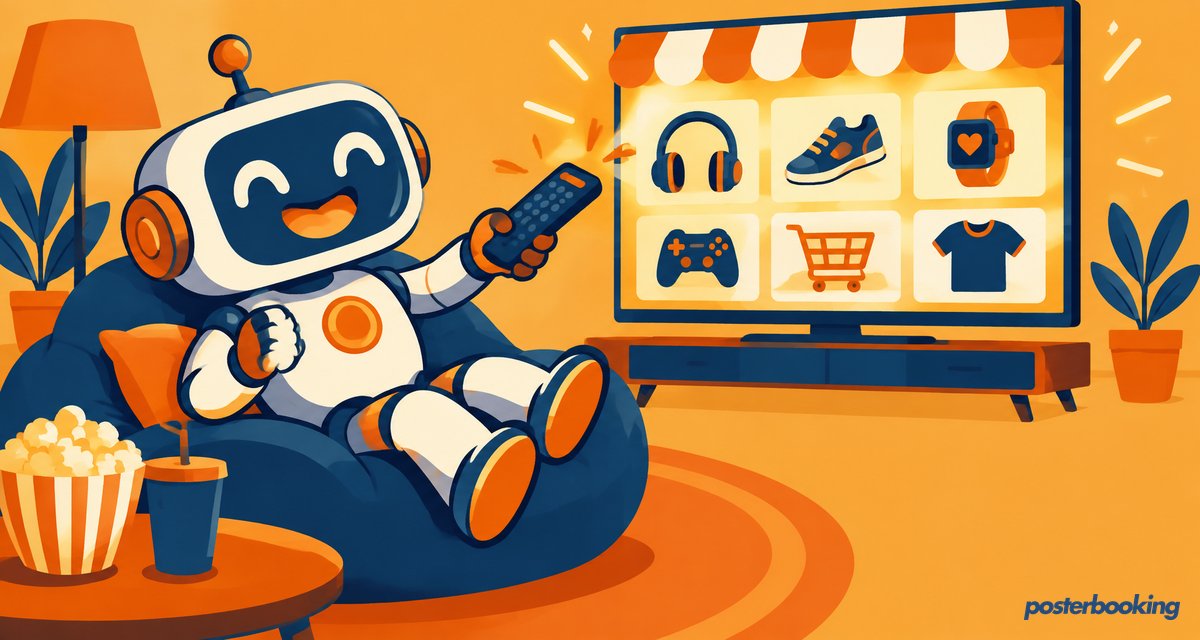 Funny amber cartoon illustration for the article 'FREE Digital Signage Software for Android' on PosterBooking.