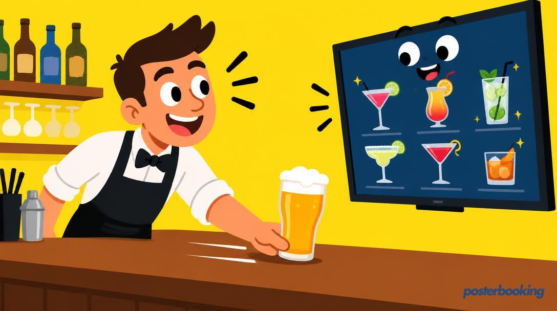 Bar digital signage funny illustration