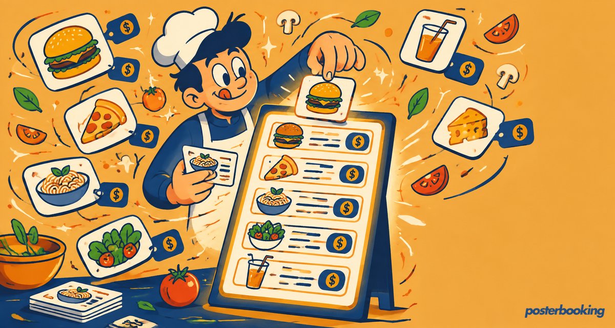 Funny amber cartoon illustration for the article 'Step-by-Step Guide: Create Digital Menu Boards using Amazon Firestick' on PosterBooking.