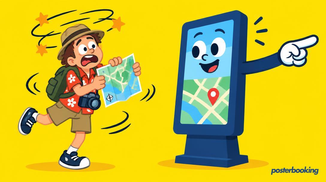 Digital wayfinding funny illustration