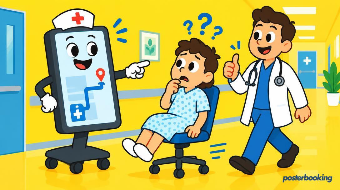 Hospital wayfinding funny illustration