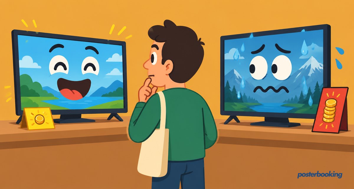 Funny amber cartoon illustration for the article 'The Best Pickcel Alternative in 2026' on PosterBooking