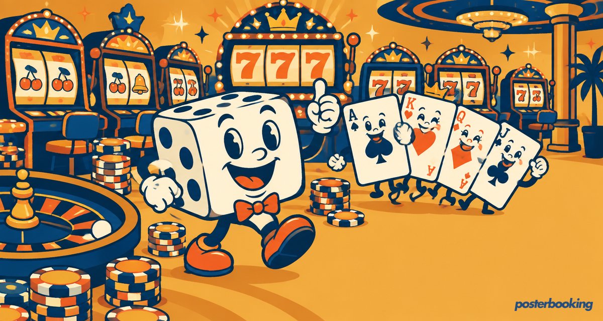Funny amber cartoon illustration for the article 'Make instant changes across your casino displays.' on PosterBooking.