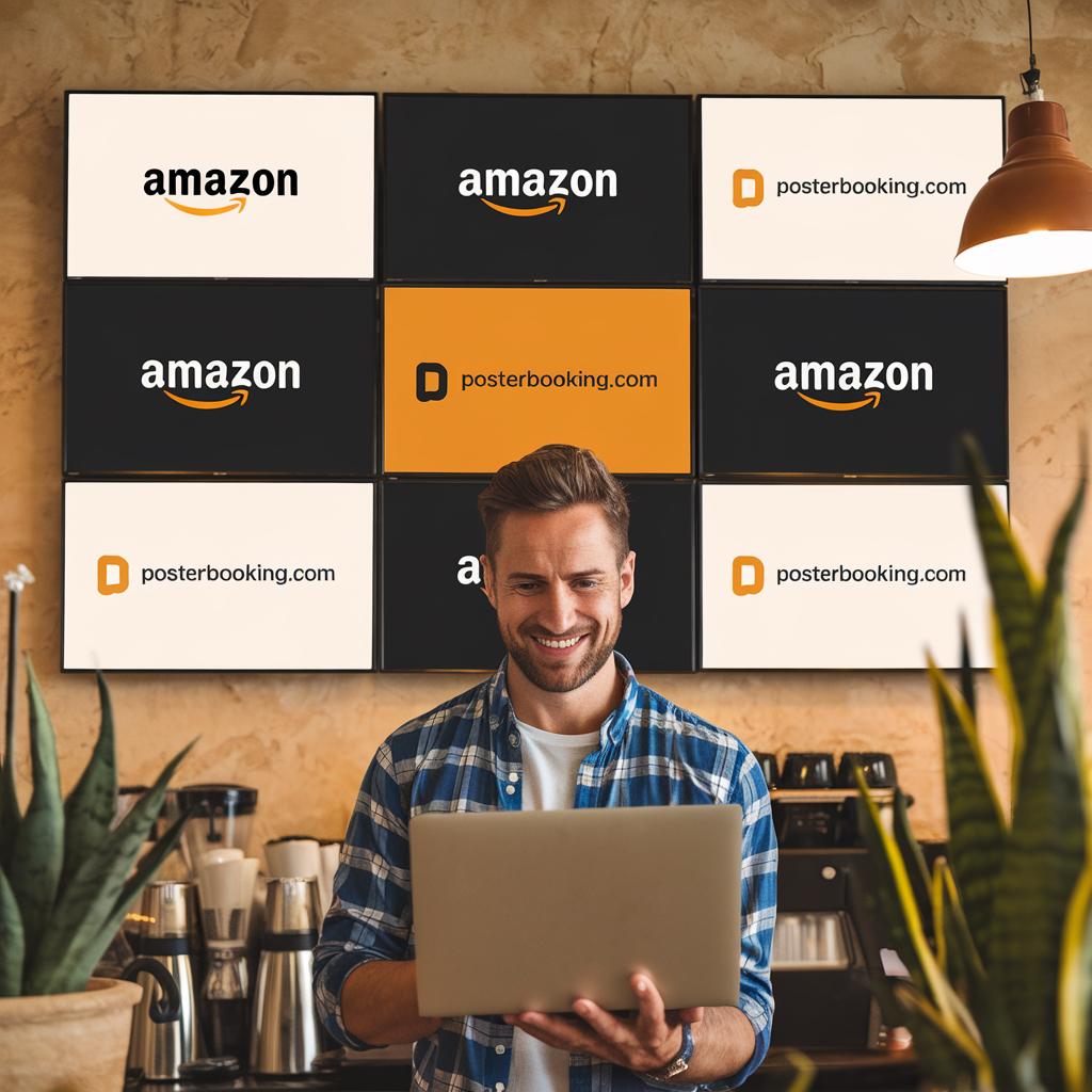 Amazon Signage Stick showing PosterBooking content