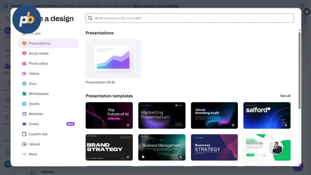 Create content on canva