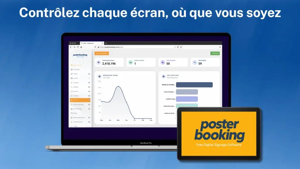 Affichage digital simple et gratuit – 10 écrans inclus