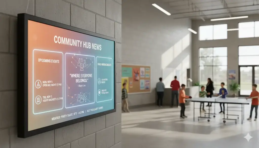 Digital bulletin board community centre
