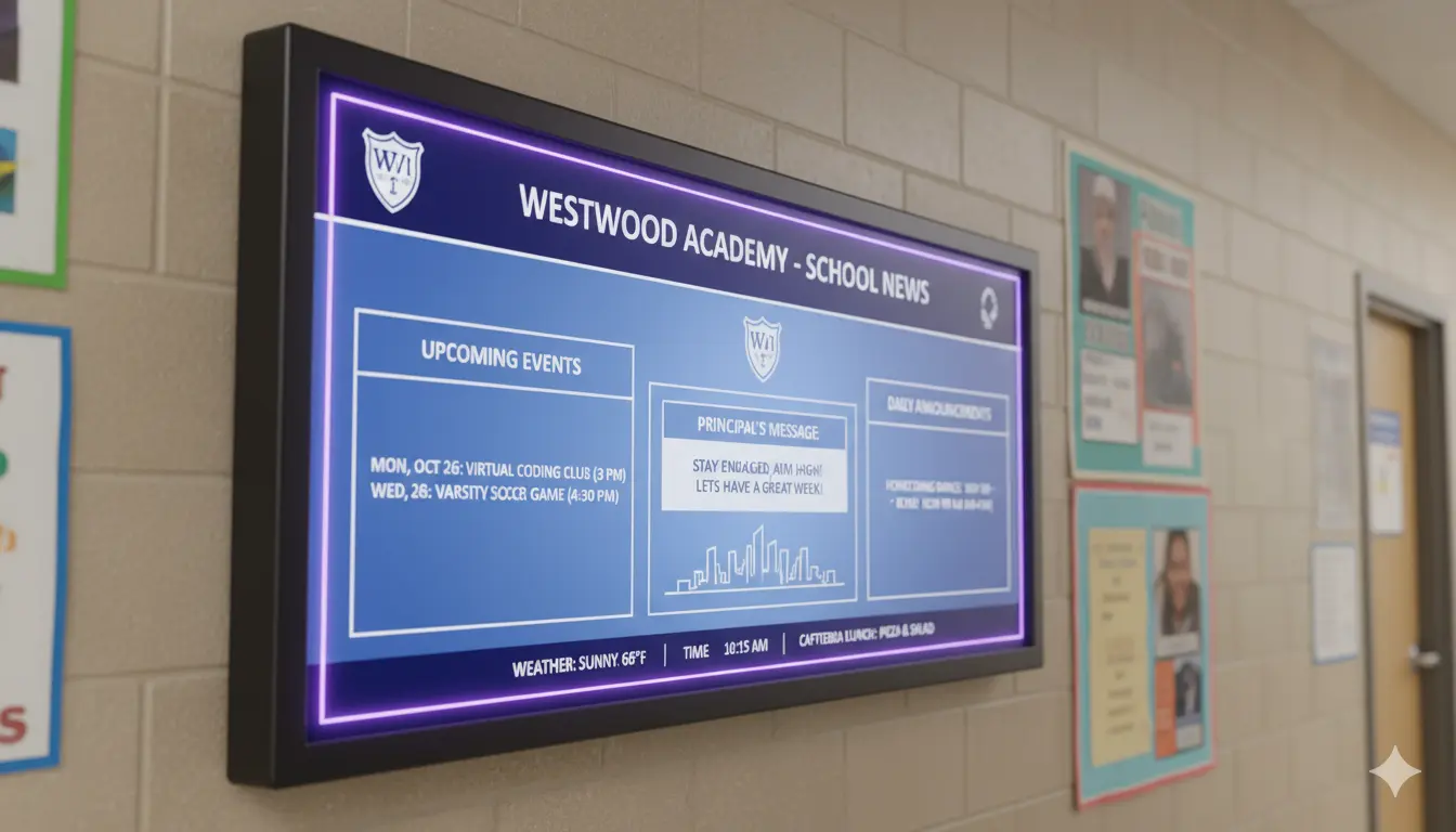 Digital bulletin board in school